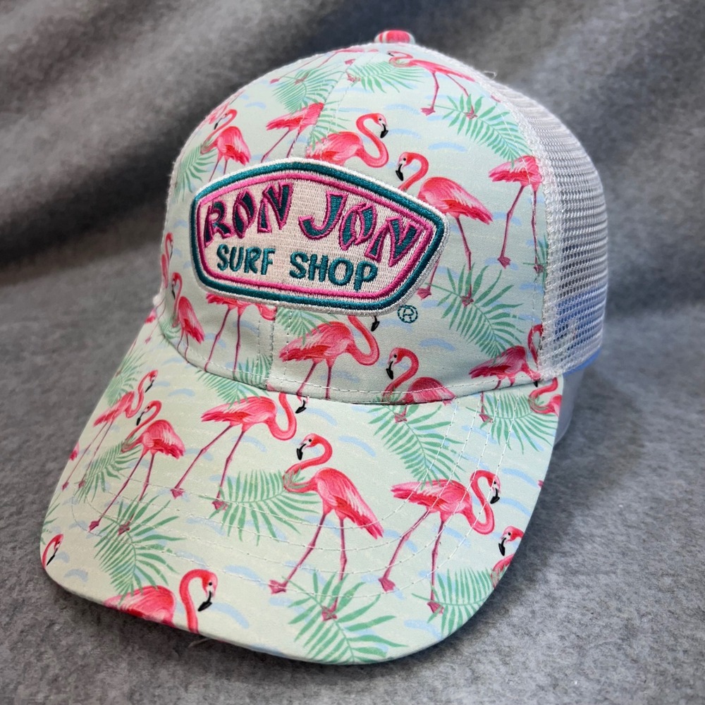 Ron Jon Surf Shop Flamingo Print Womens Trucker Hat Snapback OSFM